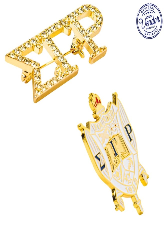 BBGreek Sigma Gamma Rho - مستلزمات SGRho - بائع رسمي - طقم من قطعتين من دبابيس طية صدر السترة - مينا وأحجار الراين - مستلزمات أخوية نسائية - Image 4